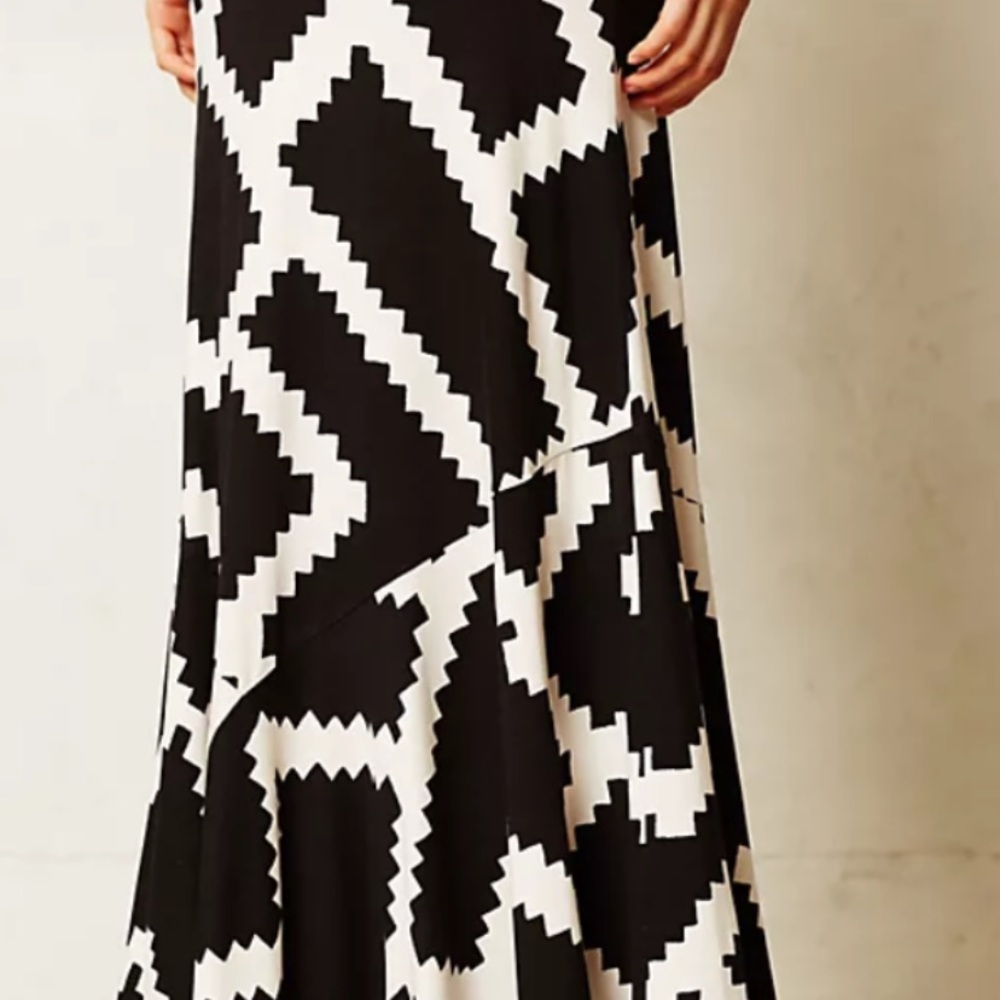 Anthropologie Black and White Asymmetrical Skirt